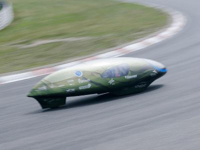 Testing Eco-Runner at the track in Zandvoort, NL. Courtesy Eco-Runner team