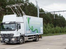 Electric truck on an Autobahn stretch near Berlin
