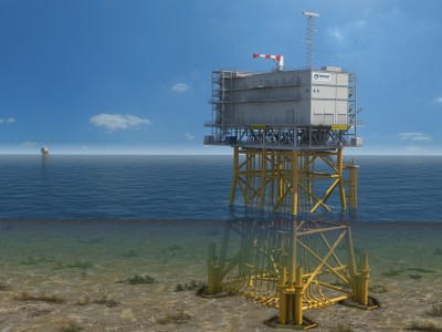 Artist impression of an offshore transformer station for Borssele Alpha project (700 MW). Courtesy: TenneT