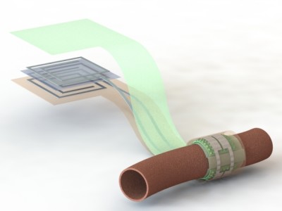 Wireless and battery-free biodegradable blood flow sensor