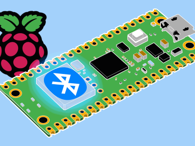 Stylized Raspberry Pi Pico with Bluetooth logo