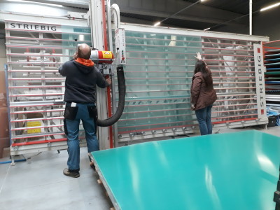 Preparing acrylic for production Escaped from the Labs - Sawing acrylic for the production of enclosures