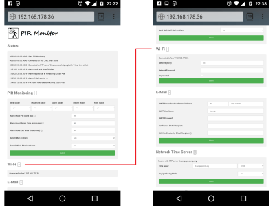 Web Interface Change settings via web interface