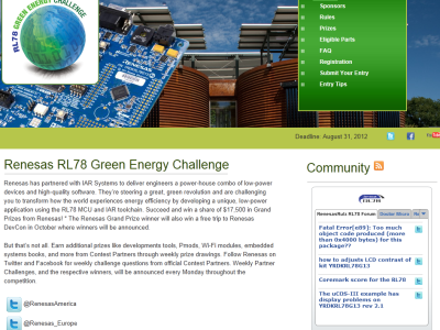 RL78 Green Energy Challenge: Noch zwei Monate für Ihre Entwicklung!