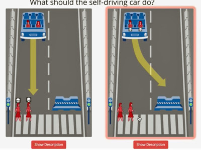Moralisches Dilemma autonomer Autos. Bild: mit.edu