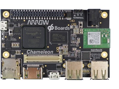 Demonstration des Board Chameleon96 von Arrow Electronics auf der Embedded World 2017.