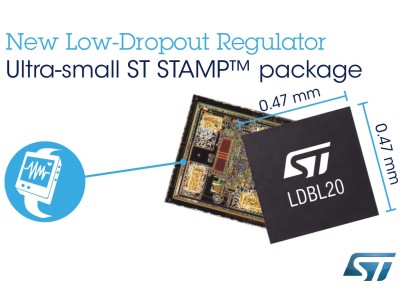 STMicroelectronics has introduced the LDBL20, a 200mA Low-Dropout (LDO) regulator in a minuscule 0.47mm x 0.47mm x 0.2mm chip-scale package.
