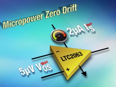 Zero-Drift-Opamp zieht nur 1,3 μA bei 1,8 V. Bild: Analog Devices.