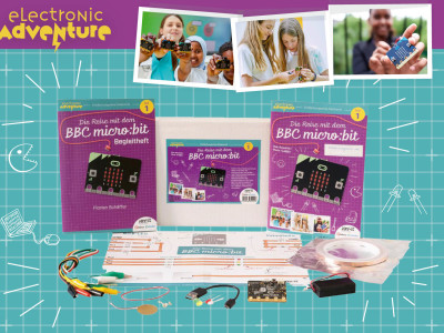 Das Kit enthält ein BBC micro:bit Board und diverse Bauteile, so dass man gleich mit Experimenten loslegen kann.