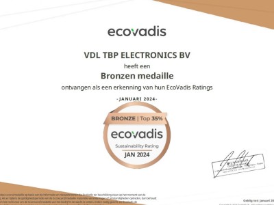 VDL TBP Electronics erhält die EcoVadis-Bronzemedaille