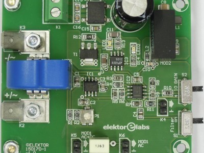 Top view PCB 150170-1 v1.0 Top view PCB Potentialfreie Strommessung für Oszilloskope topoverlay (150170-1 v1.0)