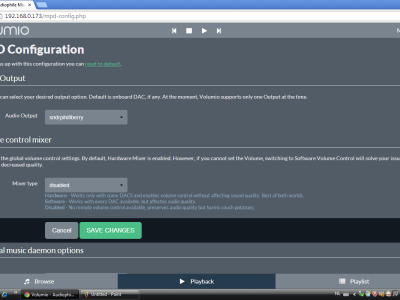 Screendump laptop - Audio output configuration thru WebUI in Volumio Screendump laptop - Audio output configuration thru WebUI in Volumio