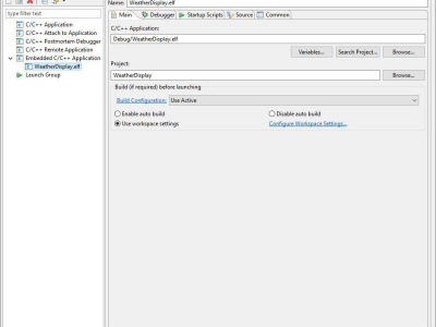 Figure 2 Debug configuration, main tab