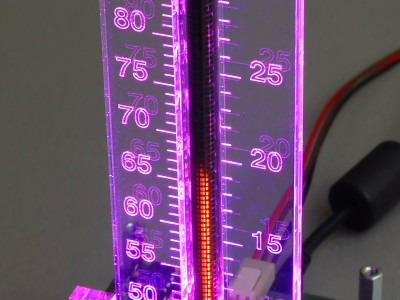 Working, purple backlight Working thermometer, purple background lighting