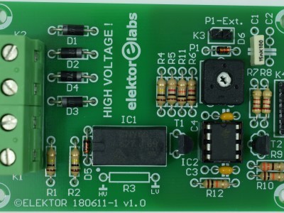 Prototype PCB 180611-1 v1.0 Top view of prototype PCB 180611-1 v1.1 (SRC Pulse Generator)