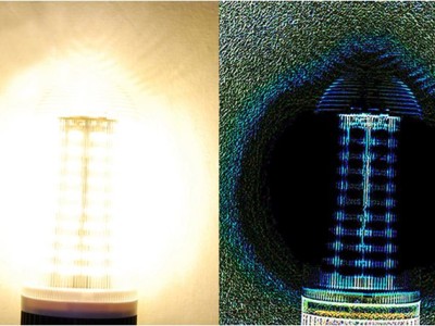 À droite, les contours du luminaire à LED traités par l'algorithme PST sont bien visibles.