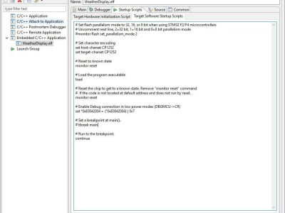 Figure 4 Debug configuration, Startup Scripts Tab