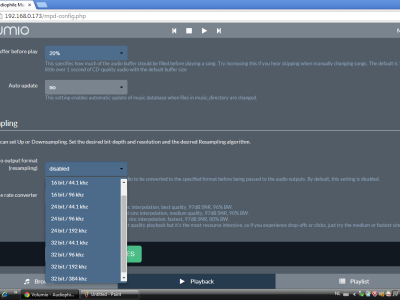 Screendump laptop - Resampling choices in WebUI in Volumio Screendump laptop - Resampling choices in WebUI in Volumio