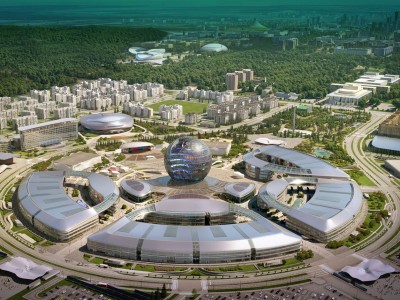 Het 25 ha grote tentoonstellingsterrein (foto © Astana Expo 2017)
