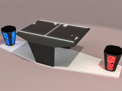 Een LED-kruk stuurt een Ping-Pong-spel aan. Afbeelding: Fraunhofer IAO
 