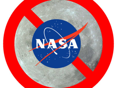 NASA-logo en de maan. Afbeeldingen: NASA.