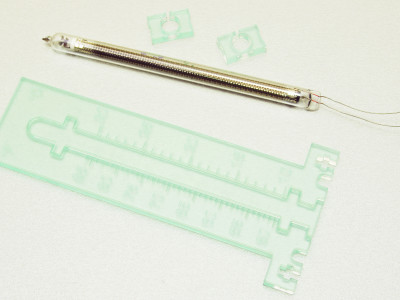 Scale with IN-9 tube, parts Laser cut acrylic scale with IN-9 tube, loose parts