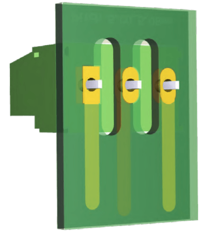 Example of 3-pole screw terminal with double milling. 