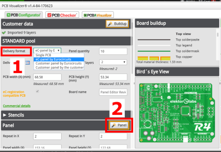 eurocircuits panel editor start