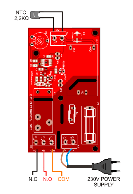 Basic wiring diagram of analog thermostat.