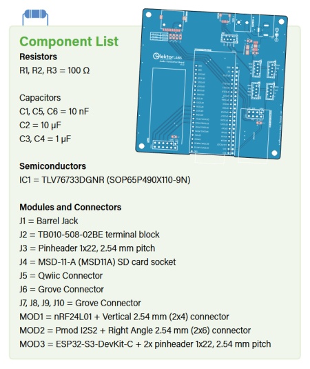 Component list