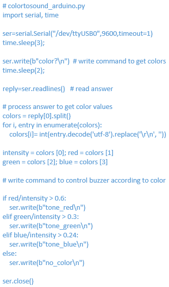 Python script for laptop communication with Arduino Nano.