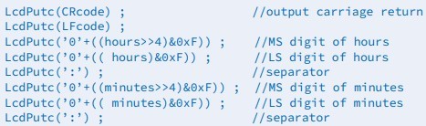 Output Hours and minutes 