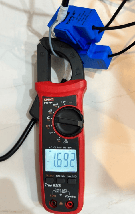 Clamp meter setup for calibration. 