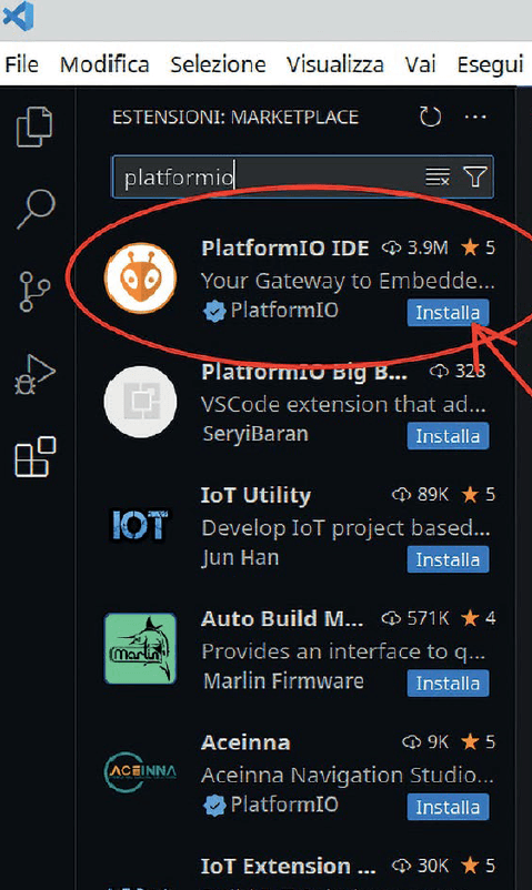 platformio fig3 - the button for installing PlatformIO on.