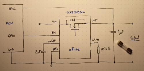 eFuse based upon TCKE805NL with microcontroller.