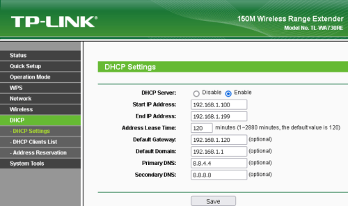 A DHCP-enablement in AP setup