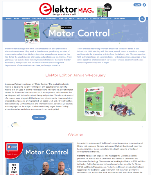 Motor control webpage