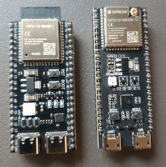The DevKit-C board integrates a ESP32-S3-WROOM SoC