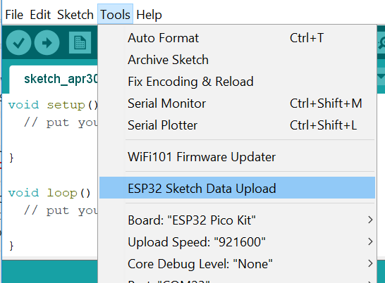 Arduino IDE SPIFFS