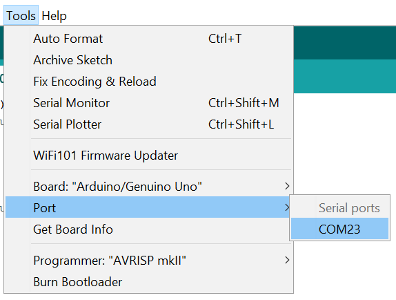 Arduino IDE Port