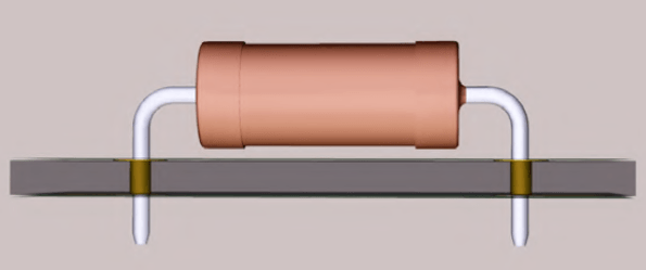 A power resistor mounted with a slight rise above the PCB surface