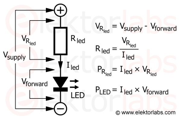 LED current limiting resistor calculation