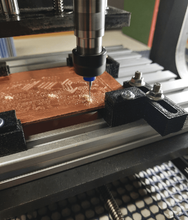 CNC machine in the drilling phase.