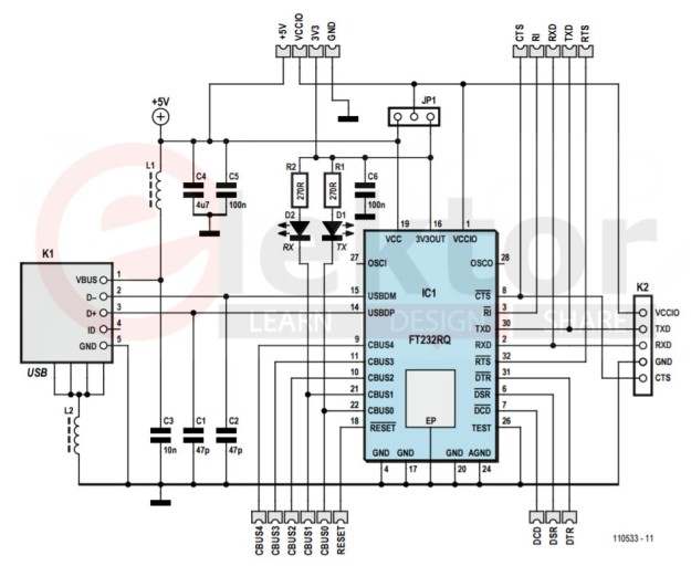 110553 FT232R Break-out Board schematic