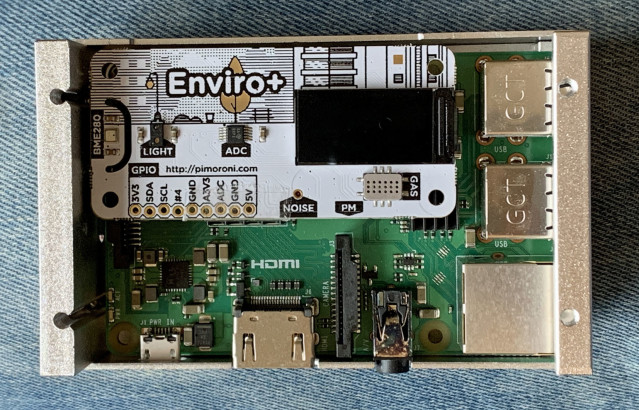 Enviro+ with tape on Raspberry Pi 3B+