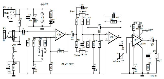 Schematic of the KaraOkay mic amp