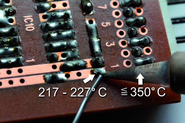  Soldering iron temperatures for lead-free soldering.