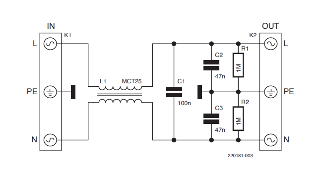 Circuit simple output EMI filter. 