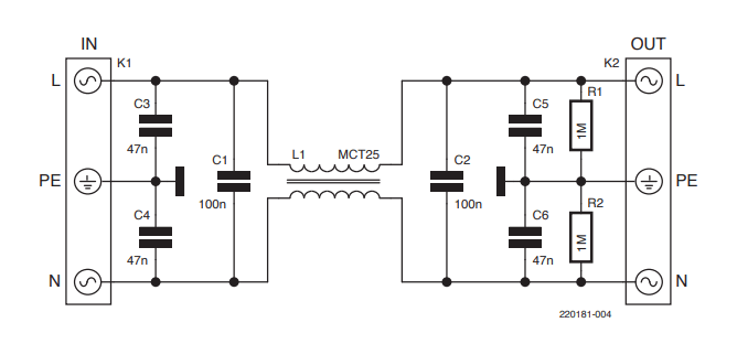 Circuit of the universal EMI filter