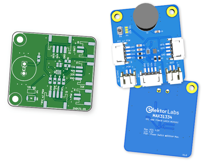 New module, which integrates the MAX31334 RTC with its power switch and some connectors